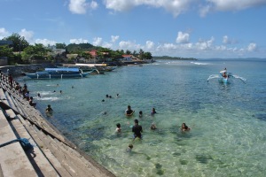 Children of Biri are lucky. Having a crystal-clear water to play into. The waterfront of Poblacion.